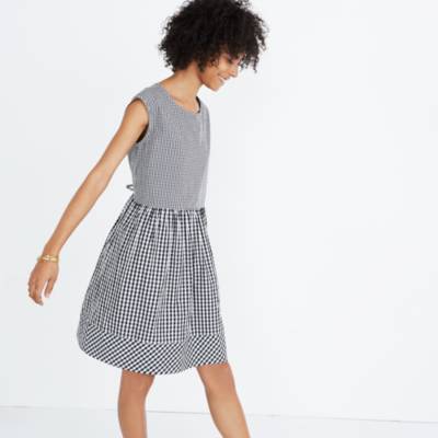 black and white gingham mini dress