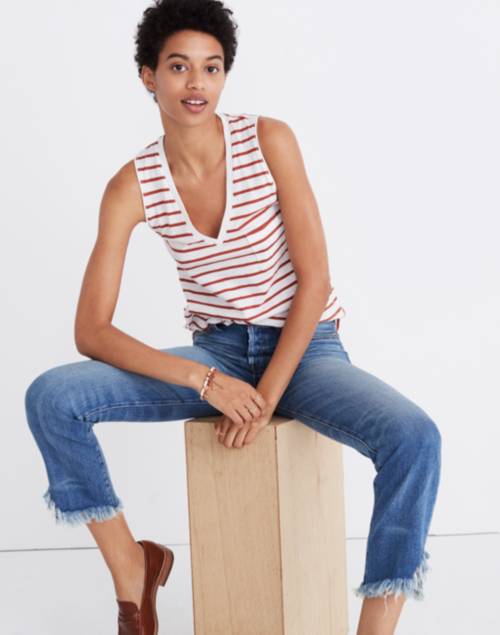 madewell whisper cotton v neck pocket tank