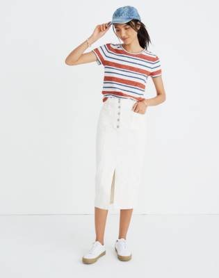 madewell white denim skirt