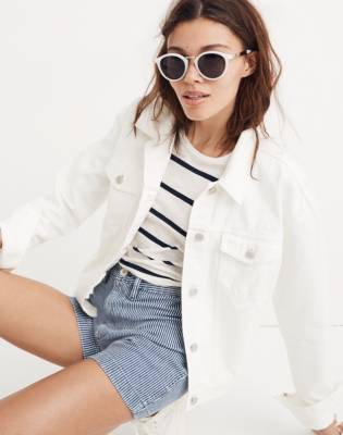 white denim jacket fashion