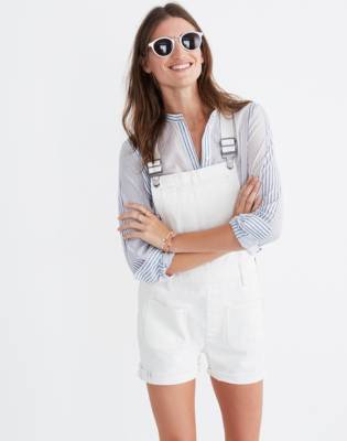 white overall shorts