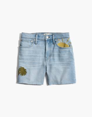 embroidered denim shorts womens