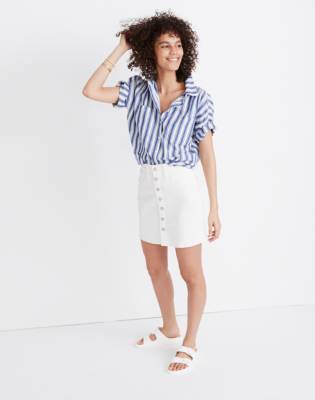 white denim skirt stretch