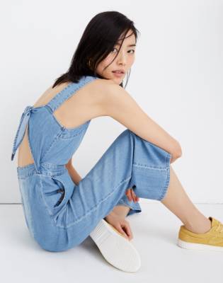 apron bow back jumpsuit madewell