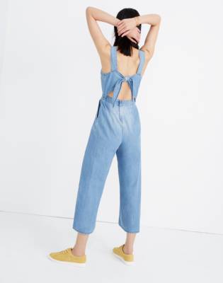 madewell apron bow back jumpsuit