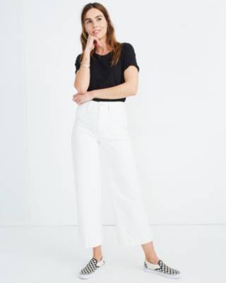 womens white wide leg jeans