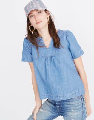 denim popover shirt