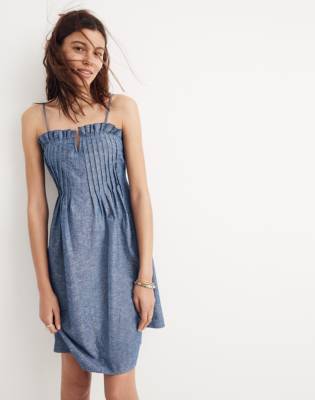 madewell denim pintuck cami dress