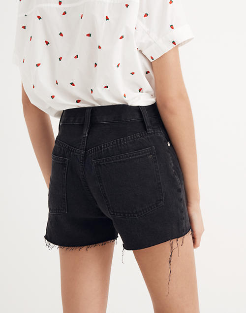 Faded Black Denim Long Leg City Shorts | vlr.eng.br