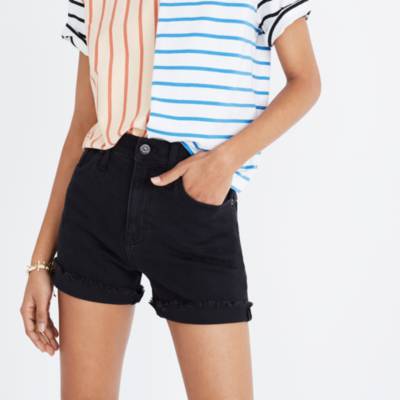 faded black jean shorts