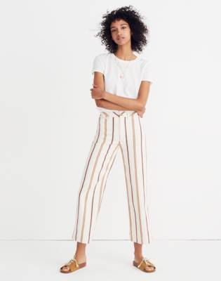 madewell striped wide leg pants