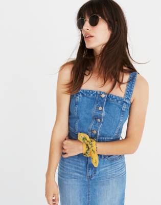 madewell button front denim dress