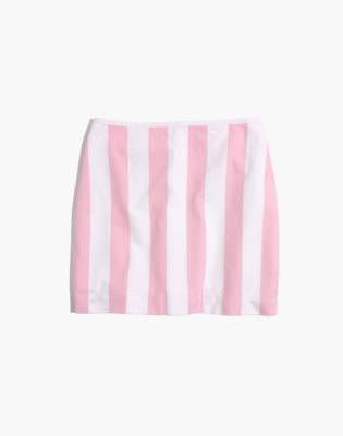 pink and white striped skirt