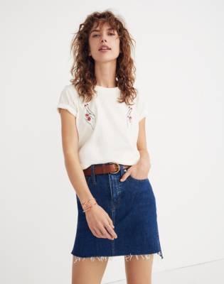 madewell stretch denim straight mini skirt