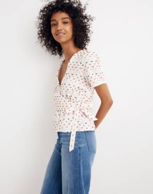 madewell ruffle hem wrap top