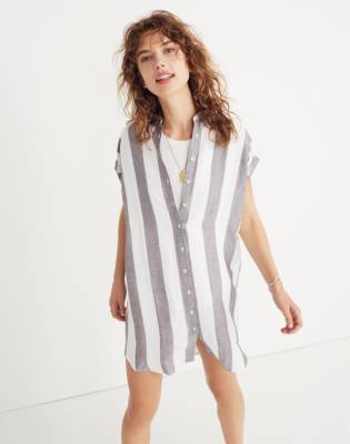 madewell striped shirt dress