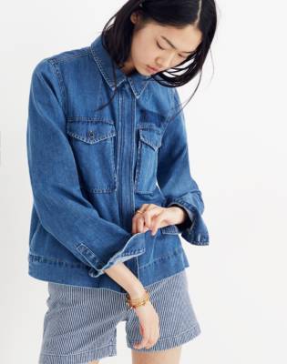 denim sherpa swing jacket