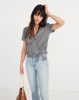 short sleeve wrap top