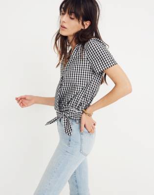 madewell gingham wrap mini skirt