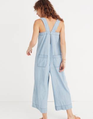 green linen overalls