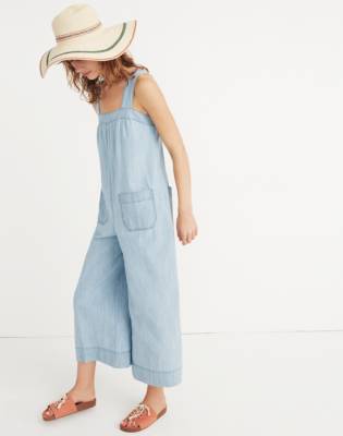 chambray wide leg jumpsuit