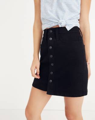 black button denim skirt