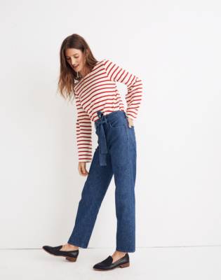 madewell tie waist tapered pants