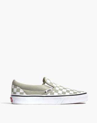vans checkerboard classic slip on desert sage women's shoes