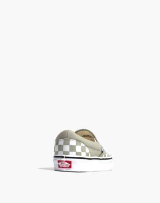 vans checkerboard classic slip on desert sage women's shoes