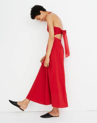 red halter dress midi