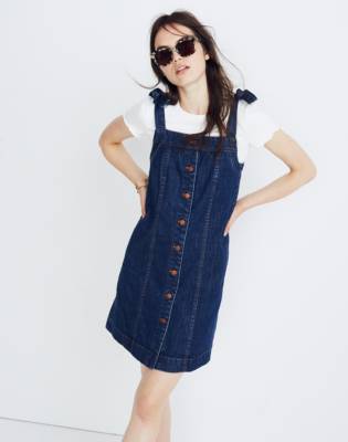 denim strap dress