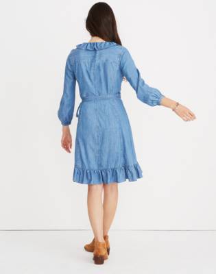 madewell denim ruffle dress