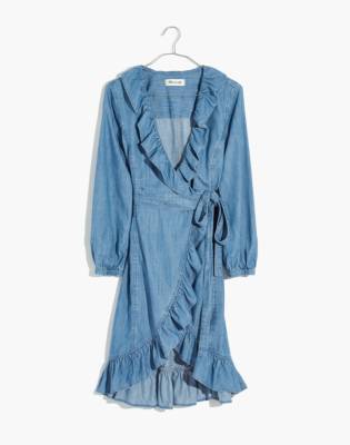 madewell denim ruffle dress