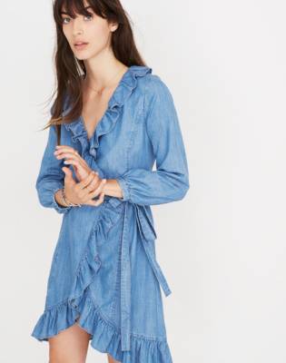 denim dress ruffle