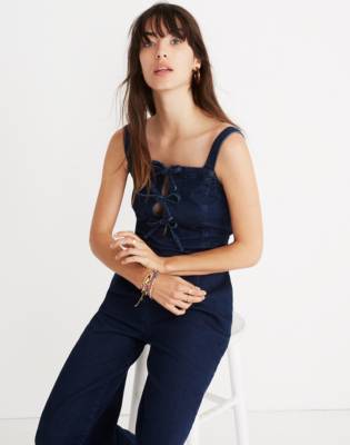 denim tie jumpsuit