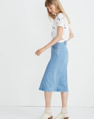 madewell denim midi skirt