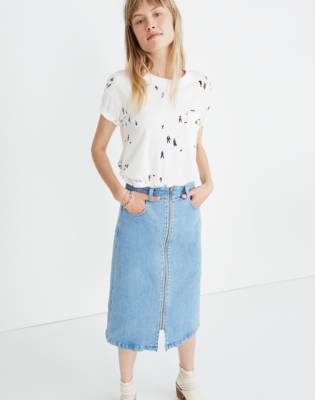 jean skirt with zipper in front