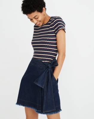 madewell denim wrap skirt