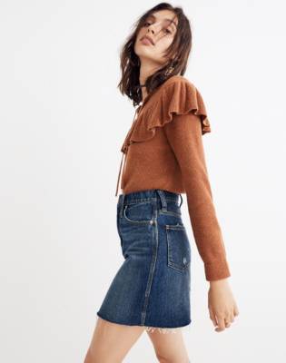 madewell rigid denim skirt