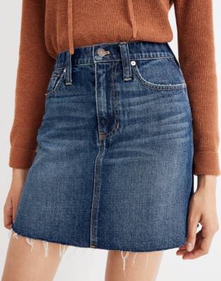 madewell rigid denim skirt