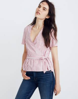 madewell ruffle hem wrap top