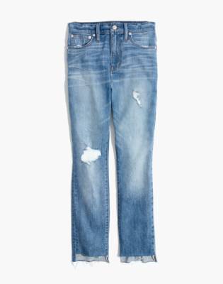 the high waist step hem slim boy jeans