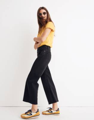 wide leg crop black jeans