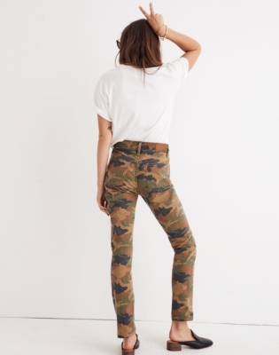 high rise camo jeans