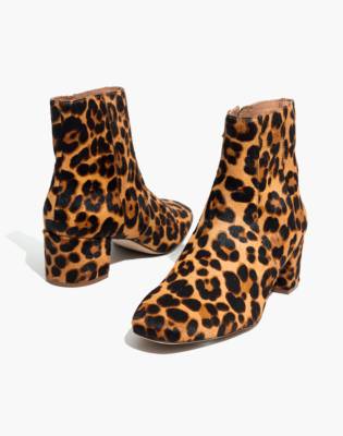 leopard calf hair booties