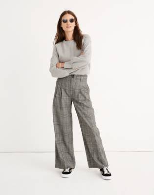 plaid straight leg trousers