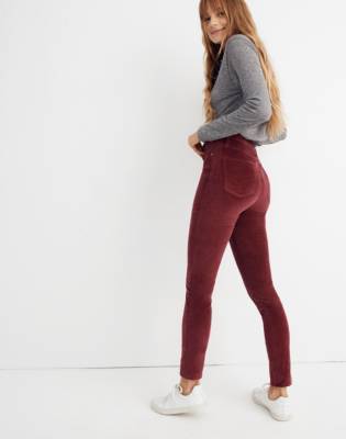 maroon high waisted skinny jeans