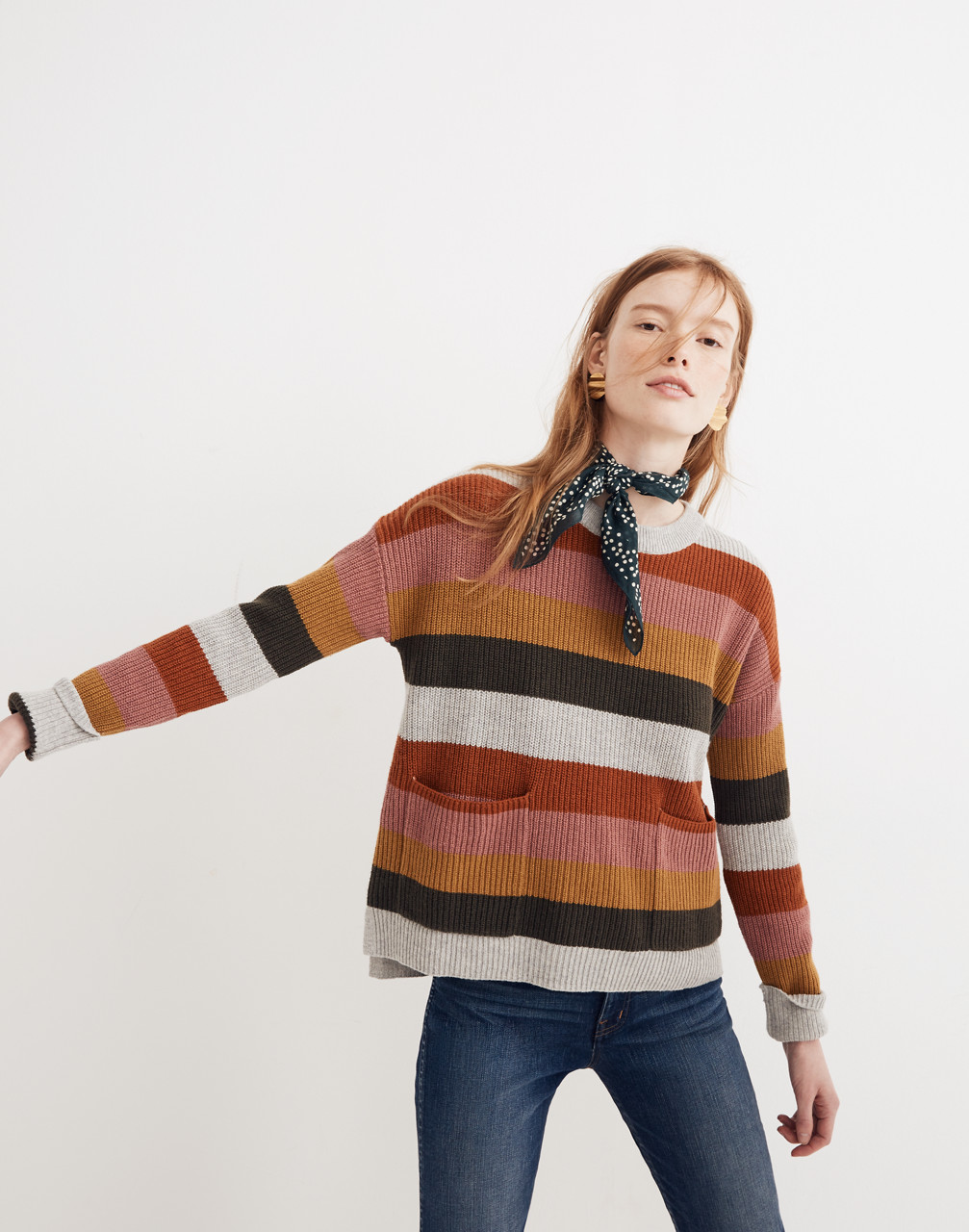 Patch Pocket Pullover Sweater in Walton Stripe in arctic ice image 1