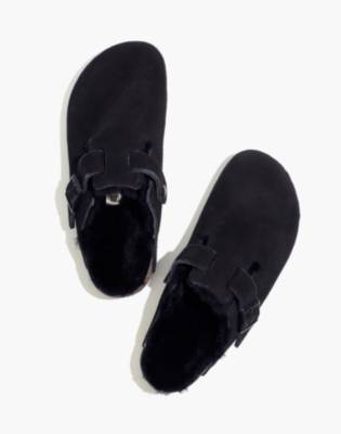 Mw Birkenstock&reg; Suede Boston Clogs In Black/ Black