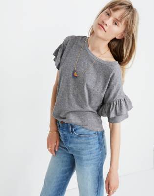 grey ruffle shirt